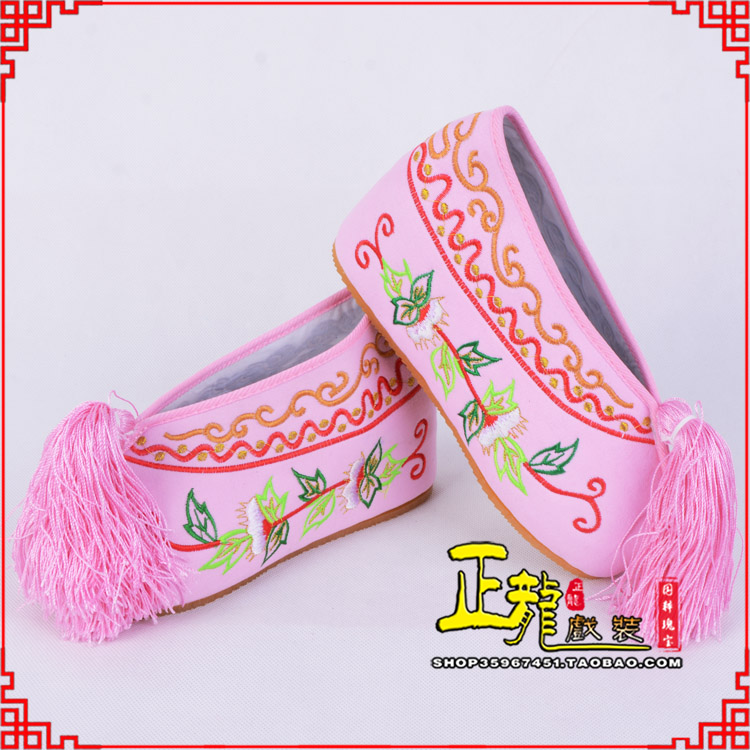 烟台花旦鞋女绣花彩鞋 舒适款草花内高彩鞋