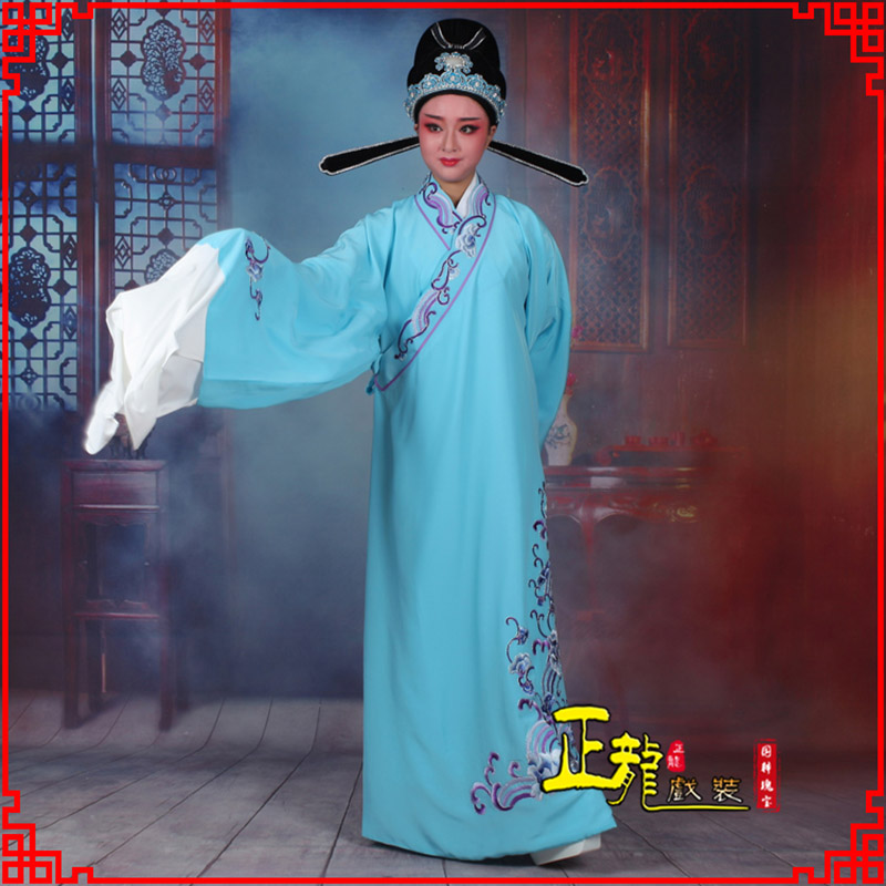 烟台梁祝才子唐伯虎黄梅戏古装褶子草波纹小生衣